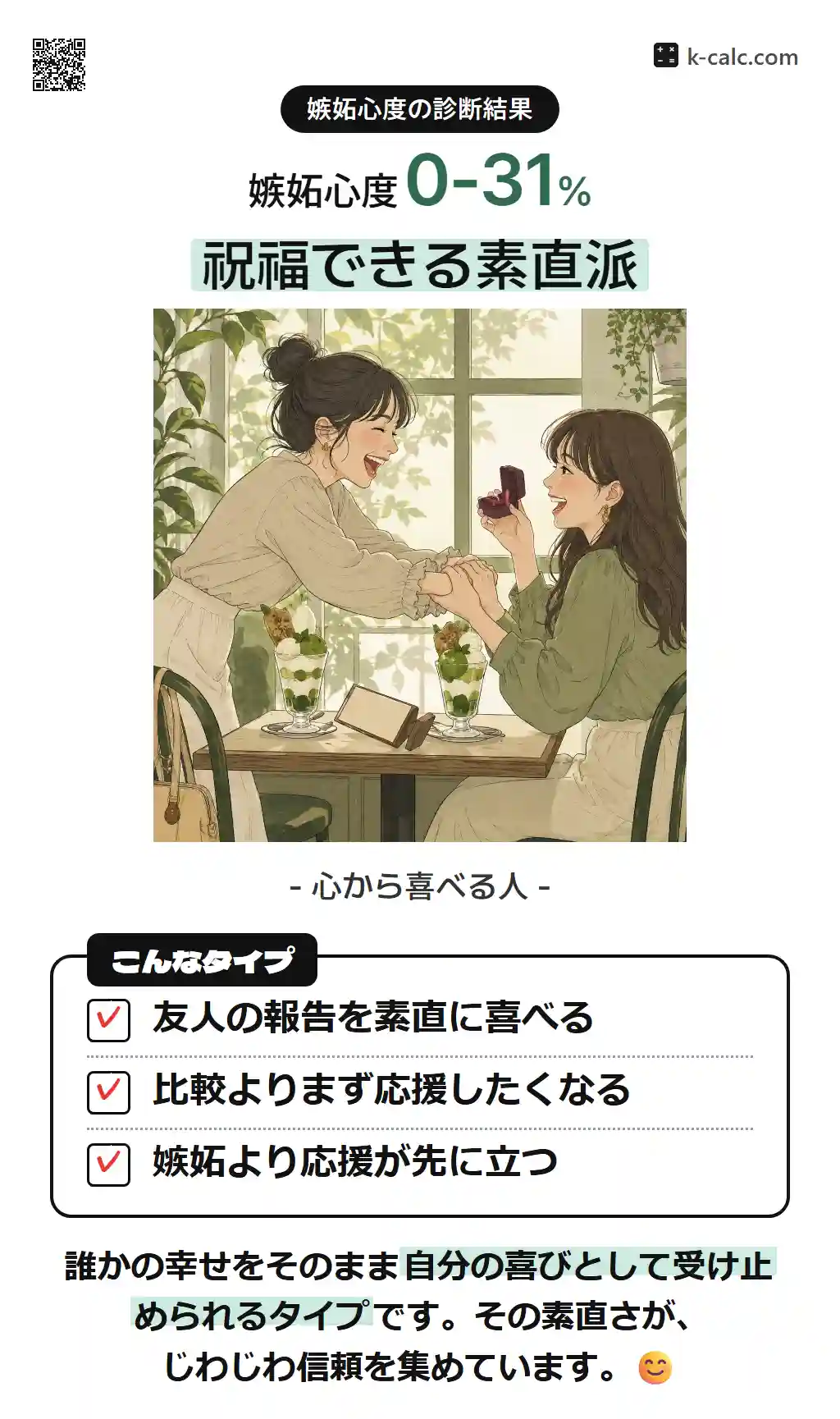 祝福できる素直派