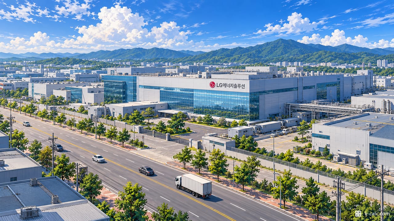 충청북도 청주시 청원구 오창읍, 오창과학산업단지 공장거리 풍경 일러스트
