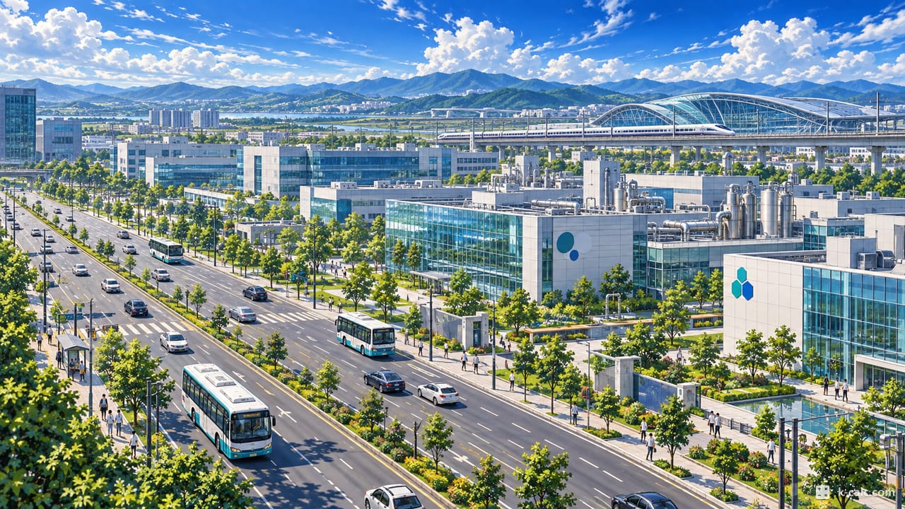 충청북도 청주시 흥덕구 오송읍, 오송생명과학단지 연구단지 풍경 일러스트