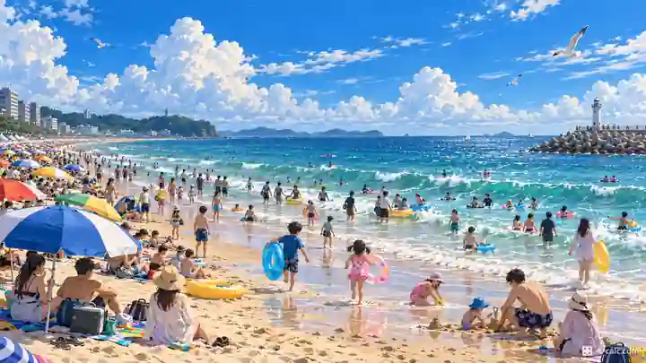 大川海水浴場の白い砂浜, 保寧市・大川洞（テチョンドン）