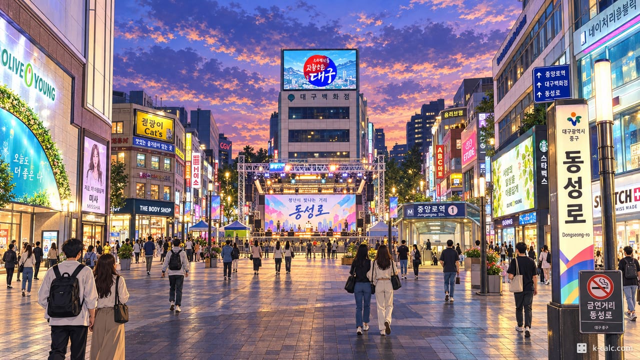 대구광역시 중구 동성로2가, 동성로 번화가 풍경 일러스트