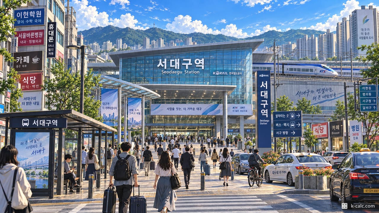대구광역시 서구 이현동, 서대구역 앞 풍경 일러스트
