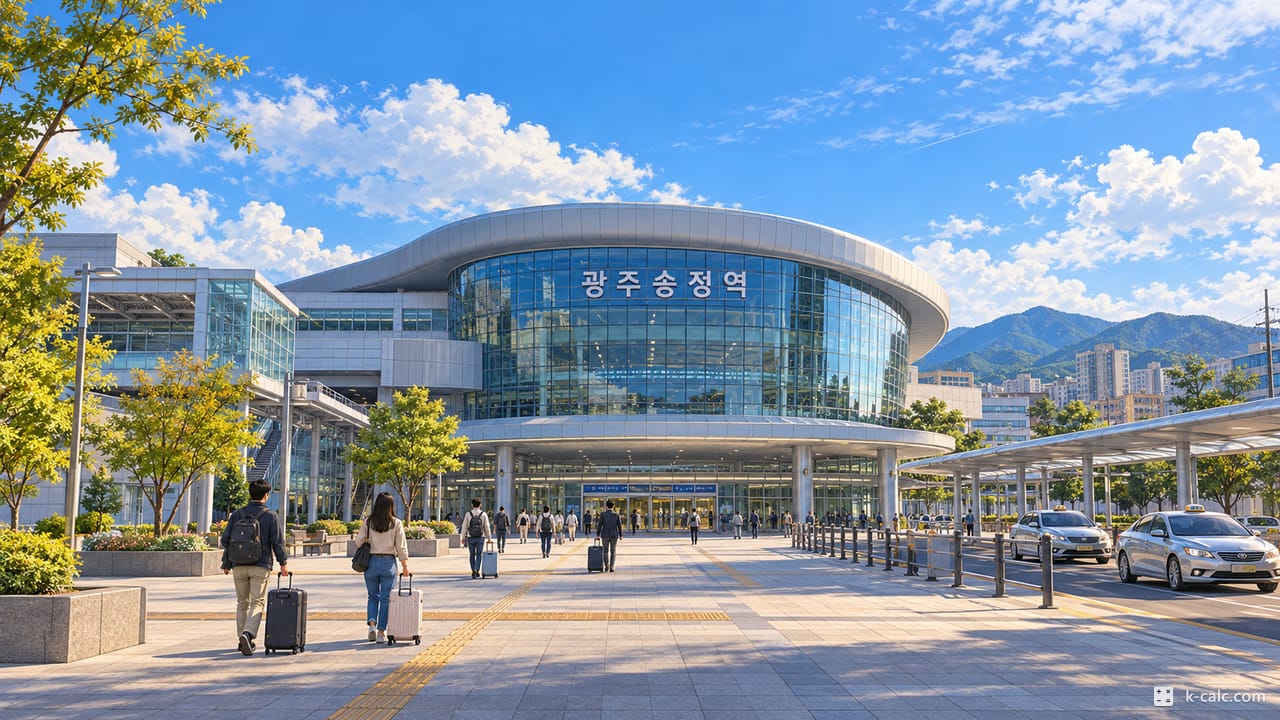 광주광역시 광산구 송정동, 광주송정역 역사 풍경 일러스트