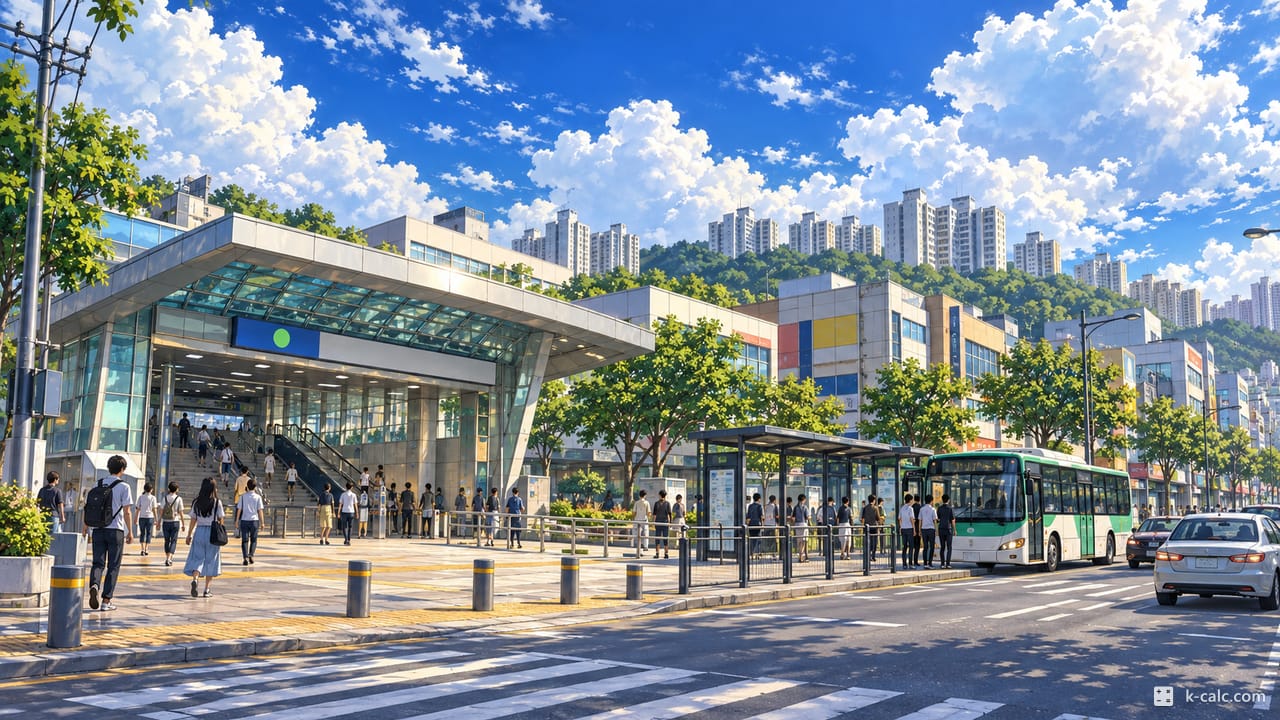 경기도 안산시 상록구 본오동, 상록수역 앞 풍경 일러스트