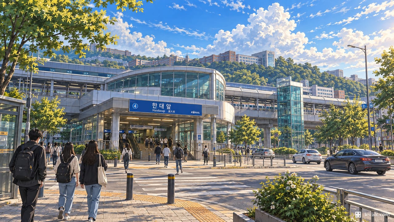 경기도 안산시 상록구 사동, 한대앞역 대학가 풍경 일러스트