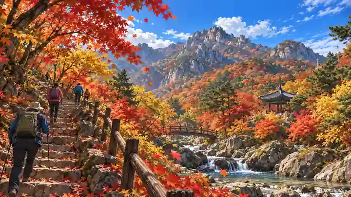 逍遥山の紅葉登山路, 東豆川市・上鳳岩洞(サンボンアムドン)