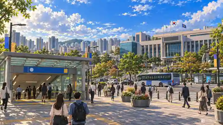 沙隅駅と金浦市庁, 金浦市・沙隅洞(サウドン)