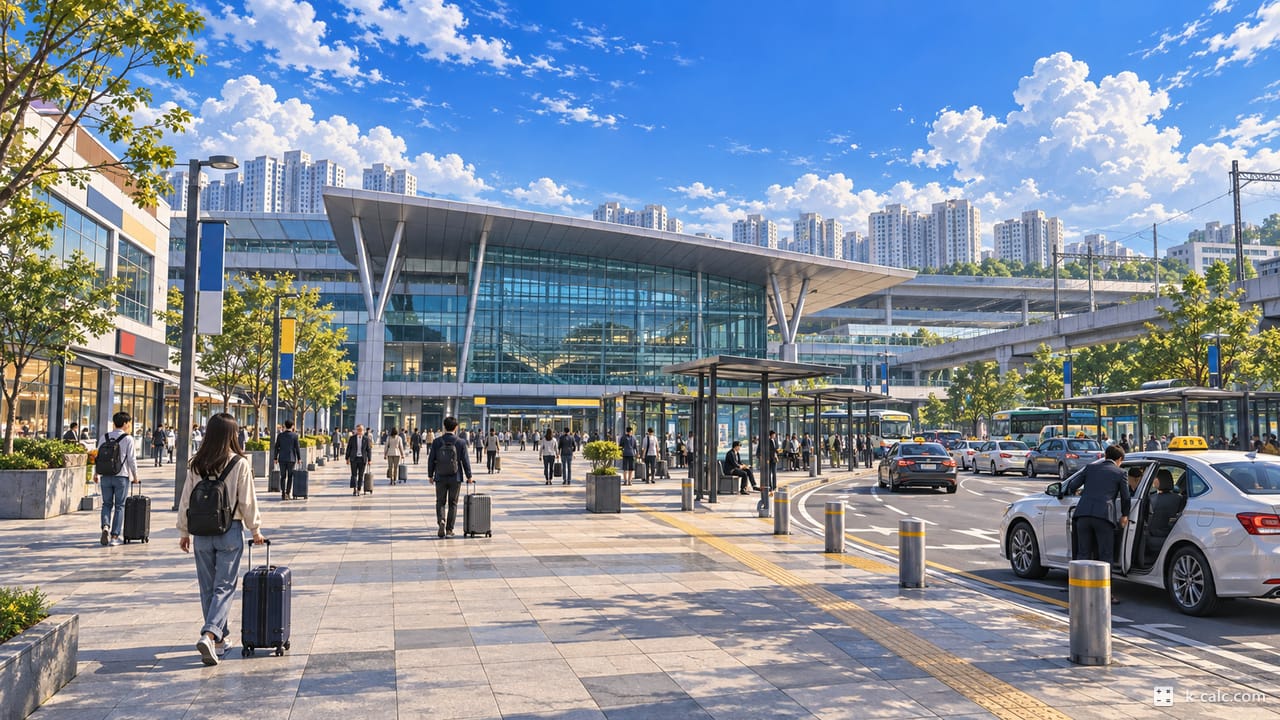 경기도 고양시 덕양구 행신동, 행신역 KTX 광장 풍경 일러스트