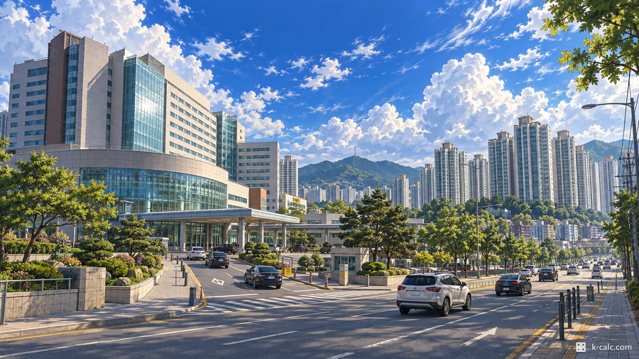 경기도 고양시 일산동구 식사동, 동국대 일산병원과 위시티 단지 풍경 일러스트