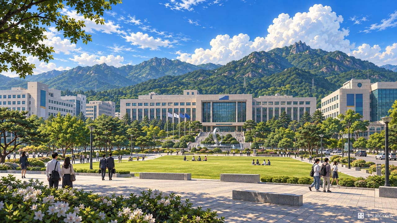 경기도 과천시 중앙동, 정부과천청사와 과천시청 풍경 일러스트