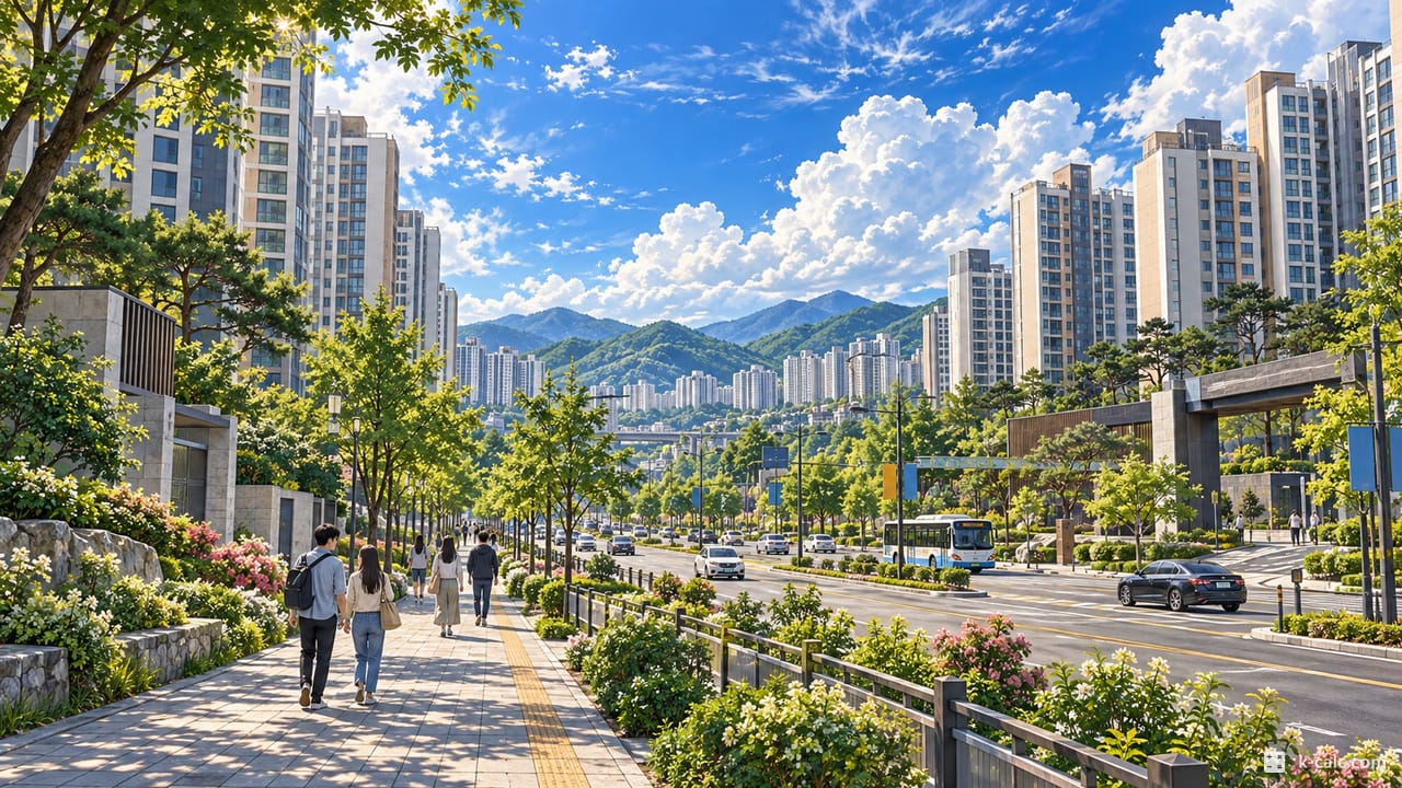 경기도 광주시 태전동, 태전지구 아파트 단지 풍경 일러스트