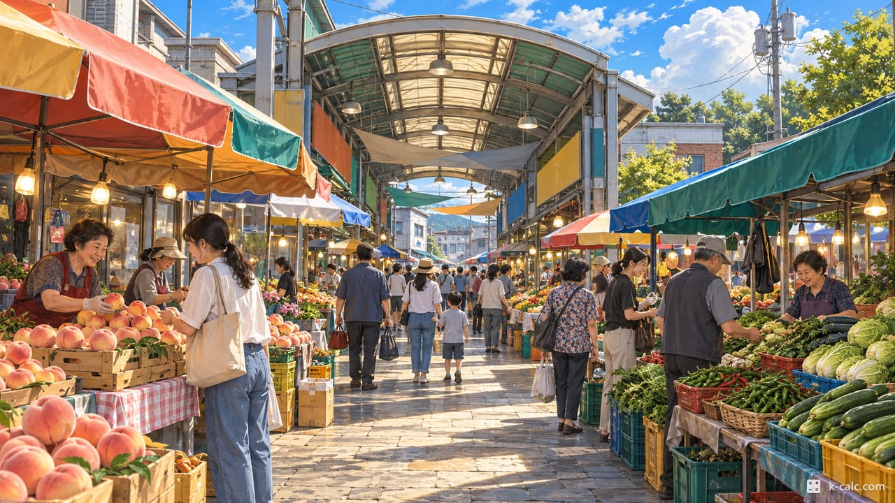 경기도 이천시 장호원읍, 장호원 전통시장 풍경 일러스트