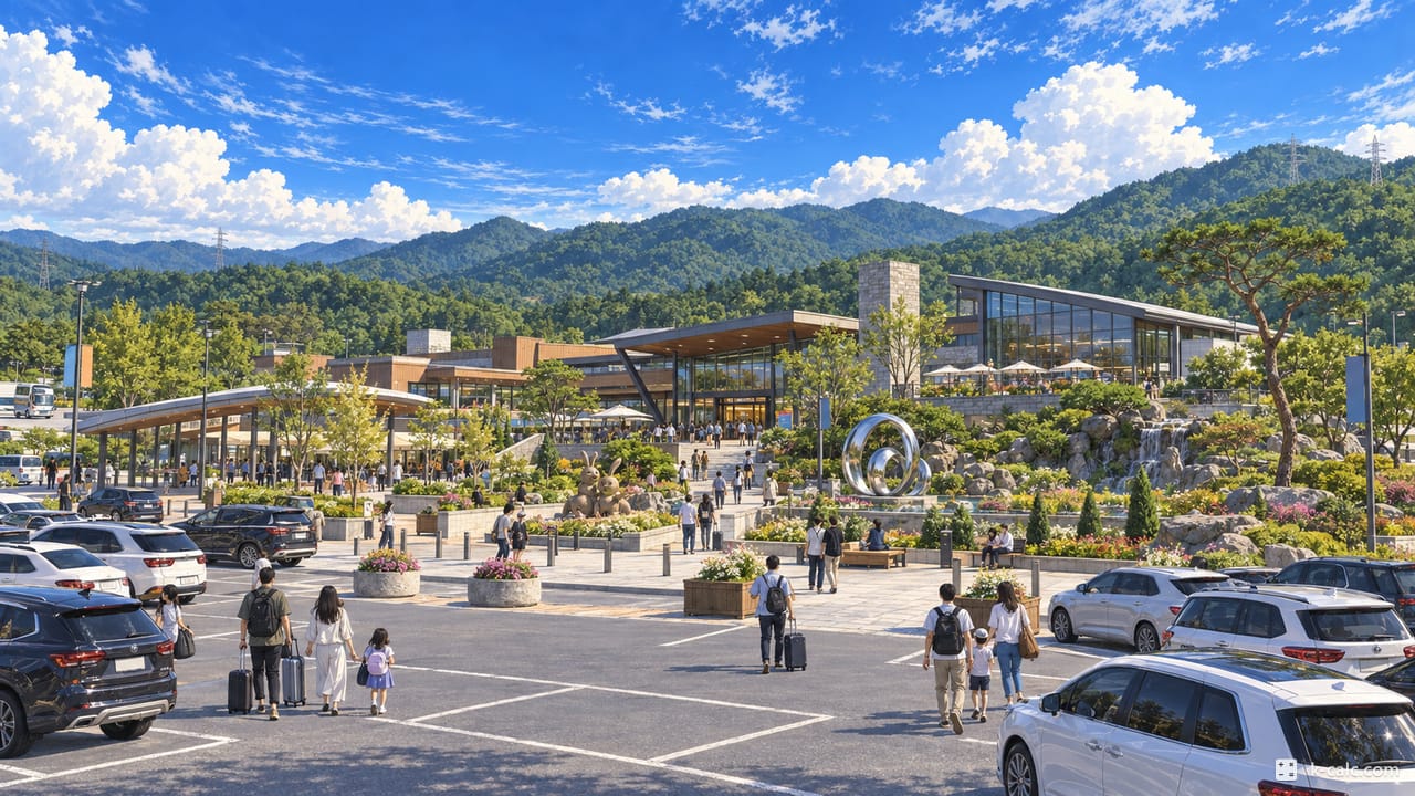 경기도 이천시 마장면, 덕평자연휴게소 풍경 일러스트