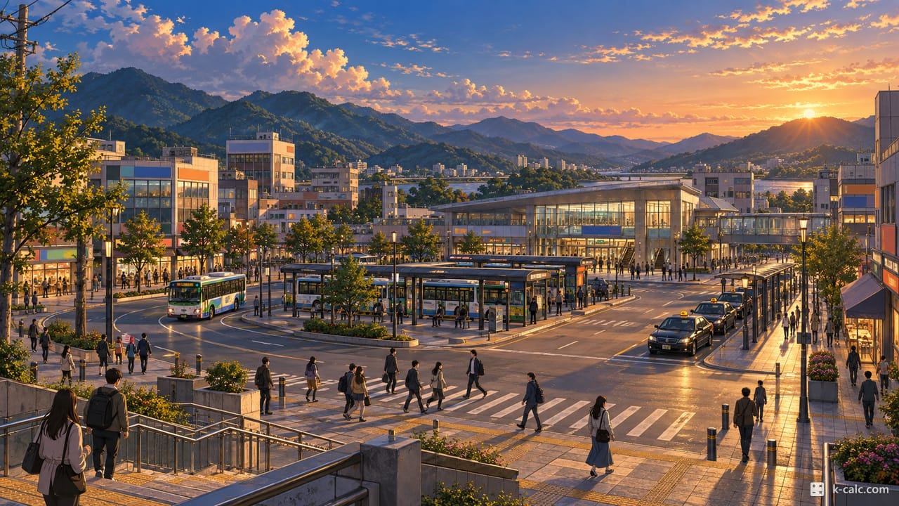 경기도 남양주시 화도읍, 마석역 앞 광장 풍경 일러스트