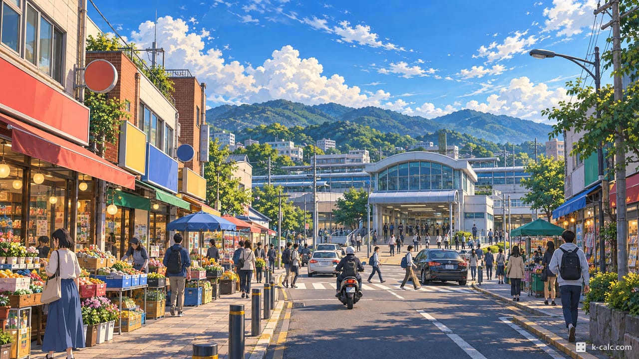 경기도 남양주시 퇴계원읍, 퇴계원역 앞 풍경 일러스트