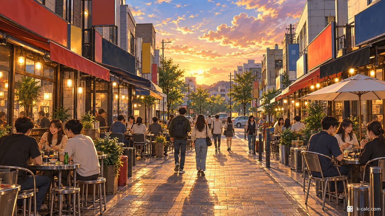 경기도 오산시 궐동, 궐동 먹자골목 풍경 일러스트