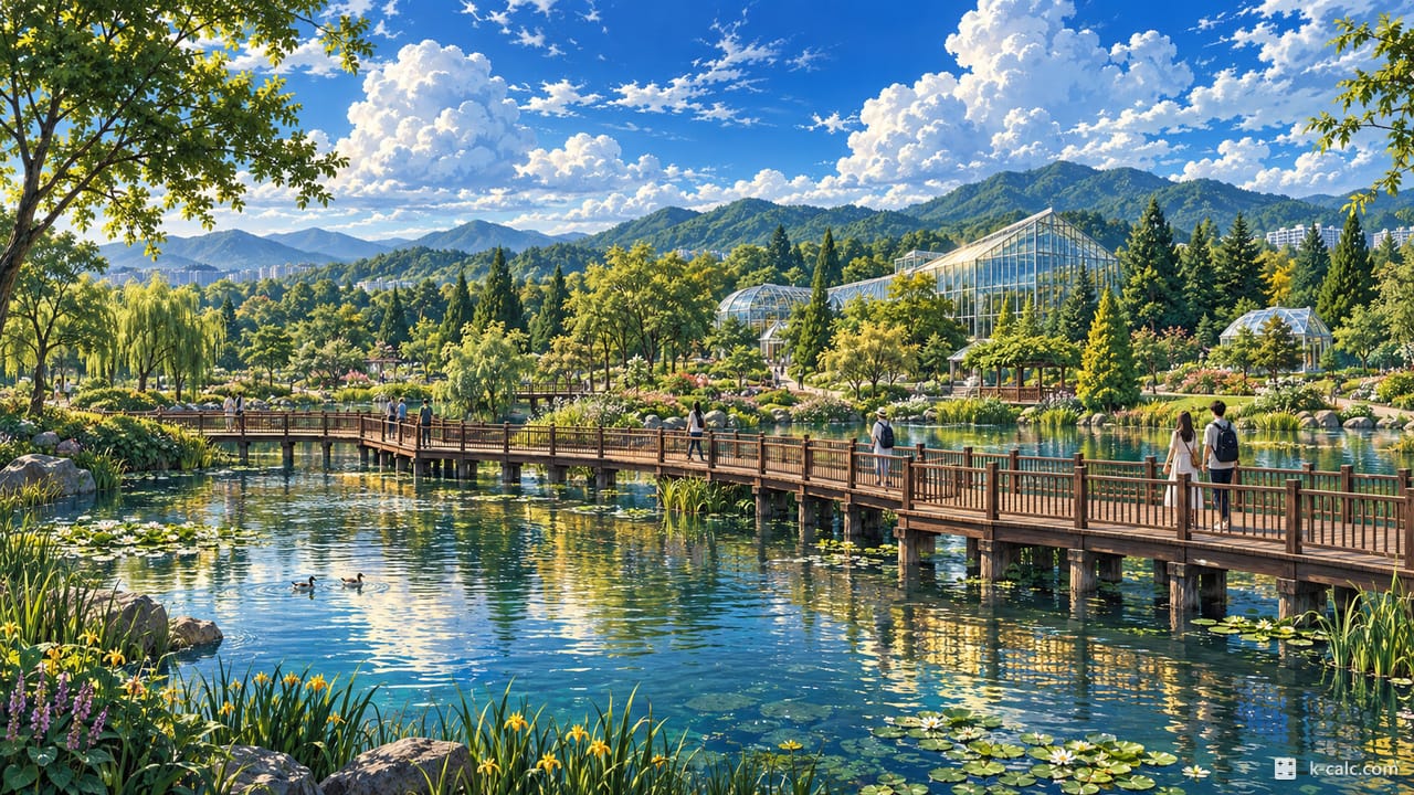 경기도 오산시 수청동, 물향기수목원 풍경 일러스트