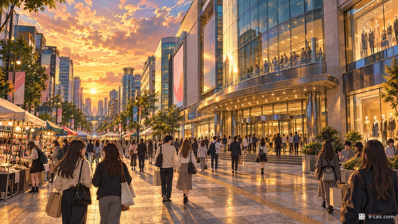 경기도 성남시 분당구 서현동, 서현역 AK플라자 로데오거리 풍경 일러스트