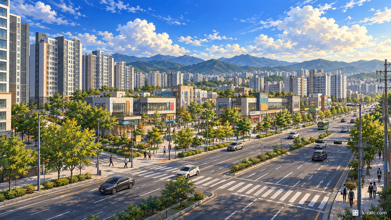 경기도 수원시 권선구 호매실동, 호매실지구 풍경 일러스트