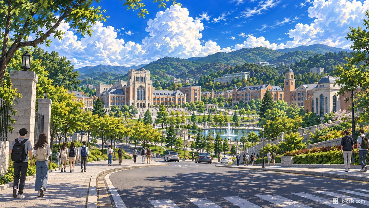 경기도 용인시 처인구 모현읍, 한국외국어대학교 글로벌캠퍼스 풍경 일러스트