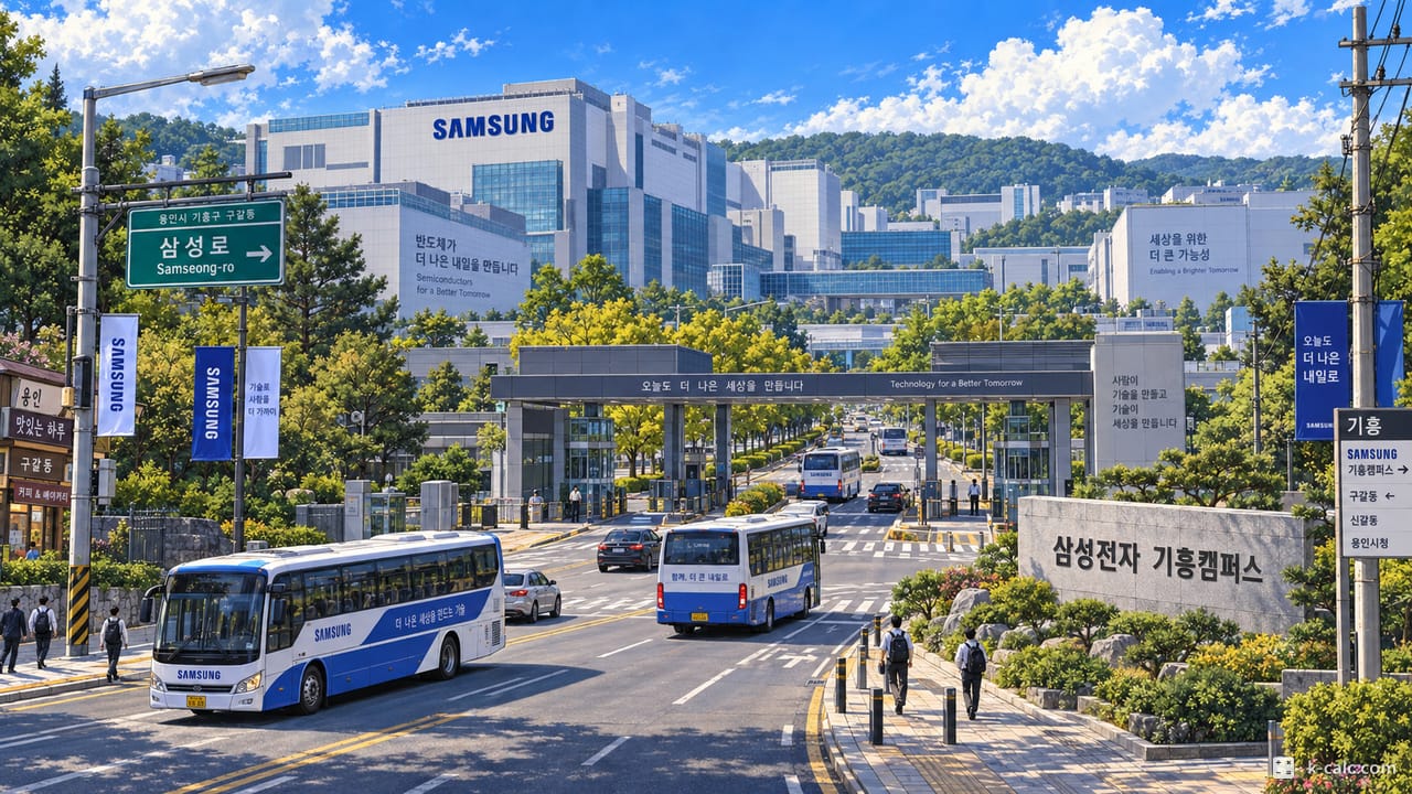 경기도 용인시 기흥구 구갈동, 삼성전자 기흥캠퍼스 풍경 일러스트