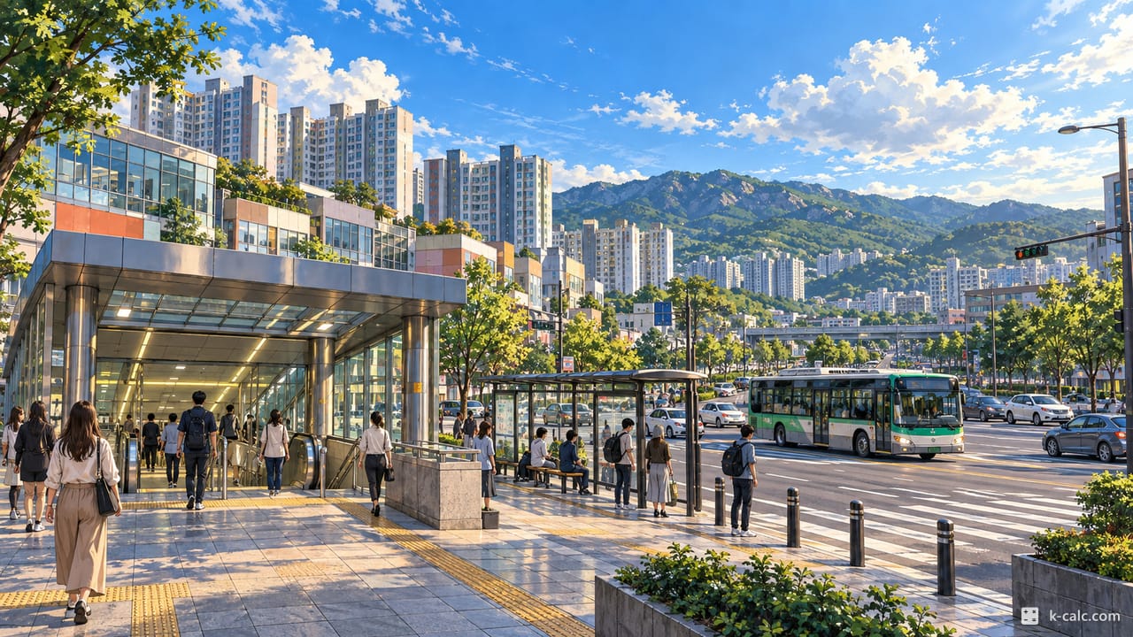 경기도 용인시 수지구 상현동, 상현역 앞 풍경 일러스트
