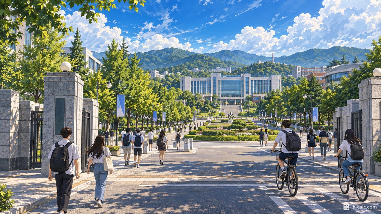 경상남도 진주시 가좌동, 경상국립대학교 캠퍼스 풍경 일러스트