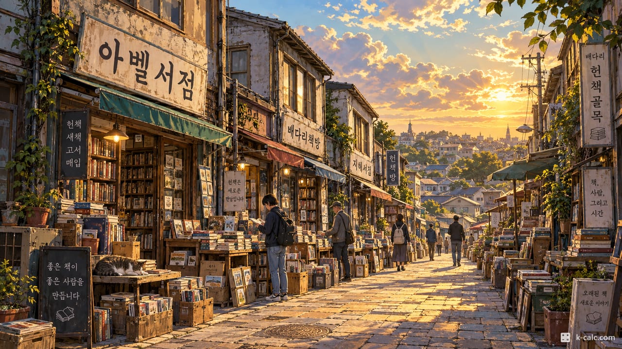 인천광역시 동구 금곡동, 배다리 헌책방골목 풍경 일러스트