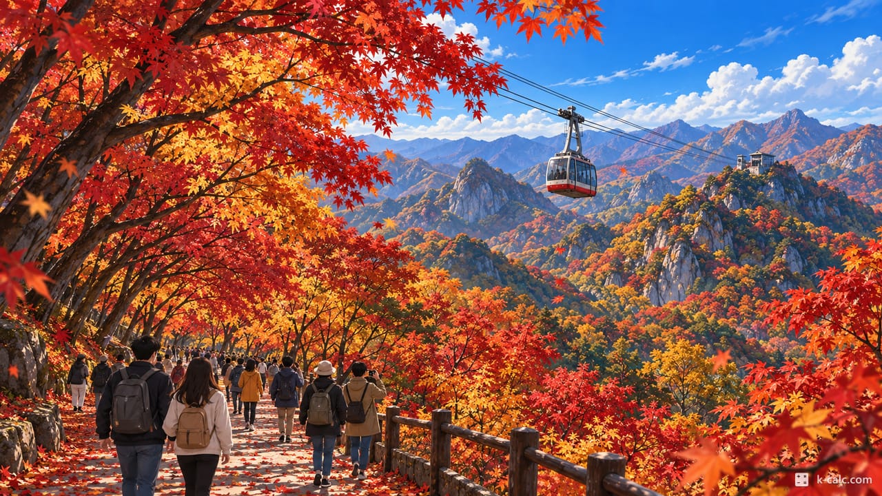 전북특별자치도 정읍시 내장동, 내장산 단풍 풍경 일러스트