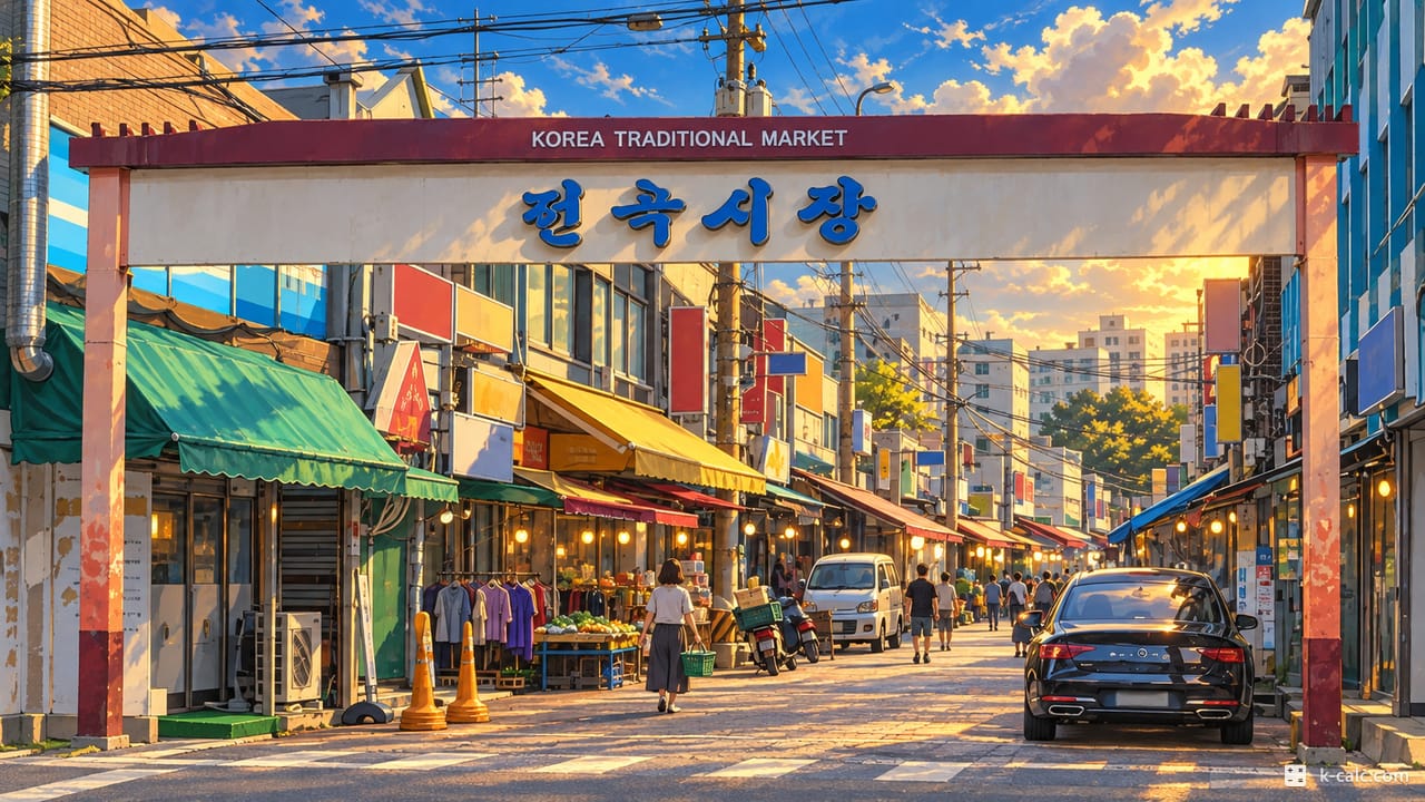 서울특별시 동대문구 장안동, 전곡시장 거리 풍경 일러스트