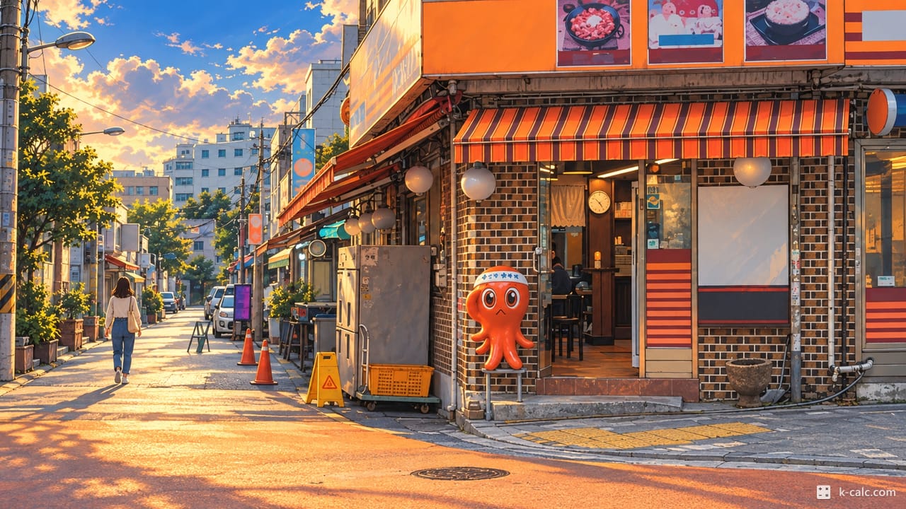 서울특별시 동대문구 용두동, 용두동 쭈꾸미골목 풍경 일러스트