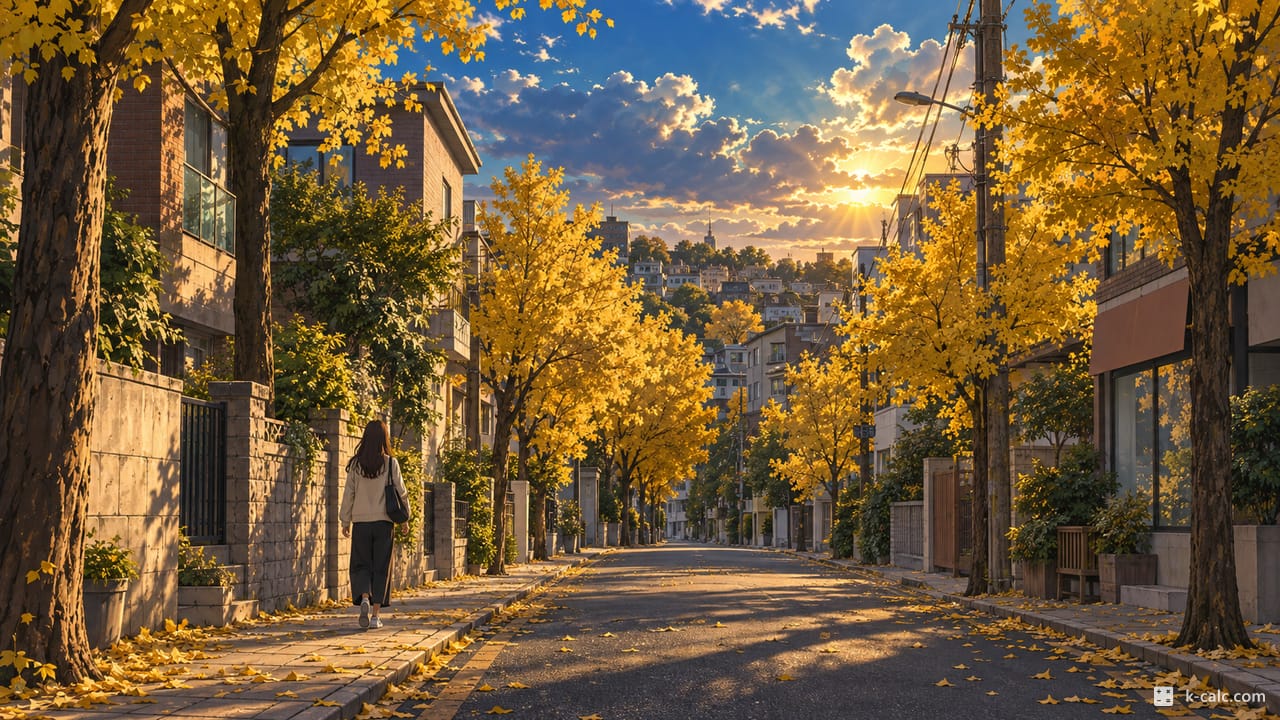 서울특별시 은평구 신사동, 신사동 은행나무 골목 풍경 일러스트