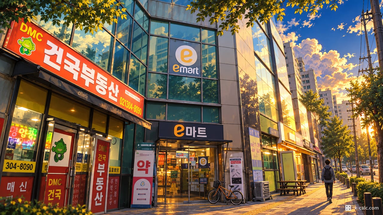 서울특별시 은평구 수색동, 수색동 이마트 거리 풍경 일러스트