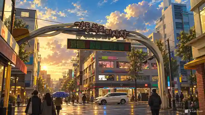 吉洞福助利市場の入口, 江東区・吉洞(キルドン)