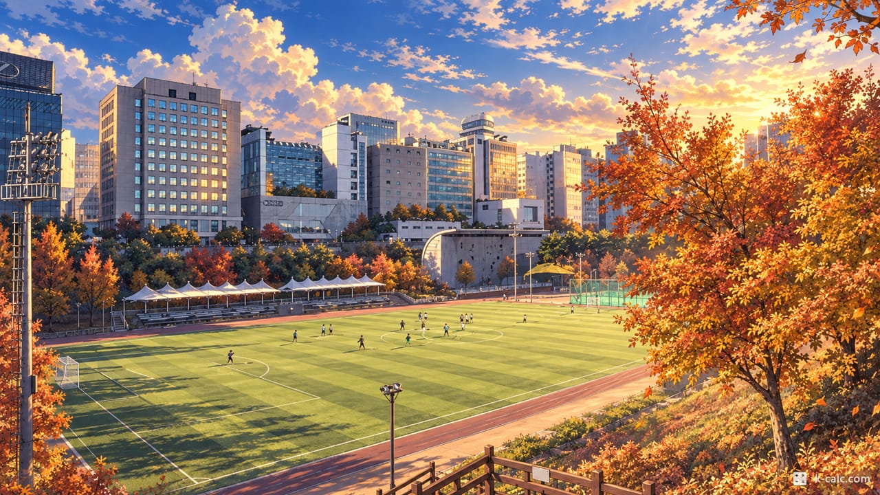 서울특별시 강남구 대치동, 대치유수지체육공원 풍경 일러스트