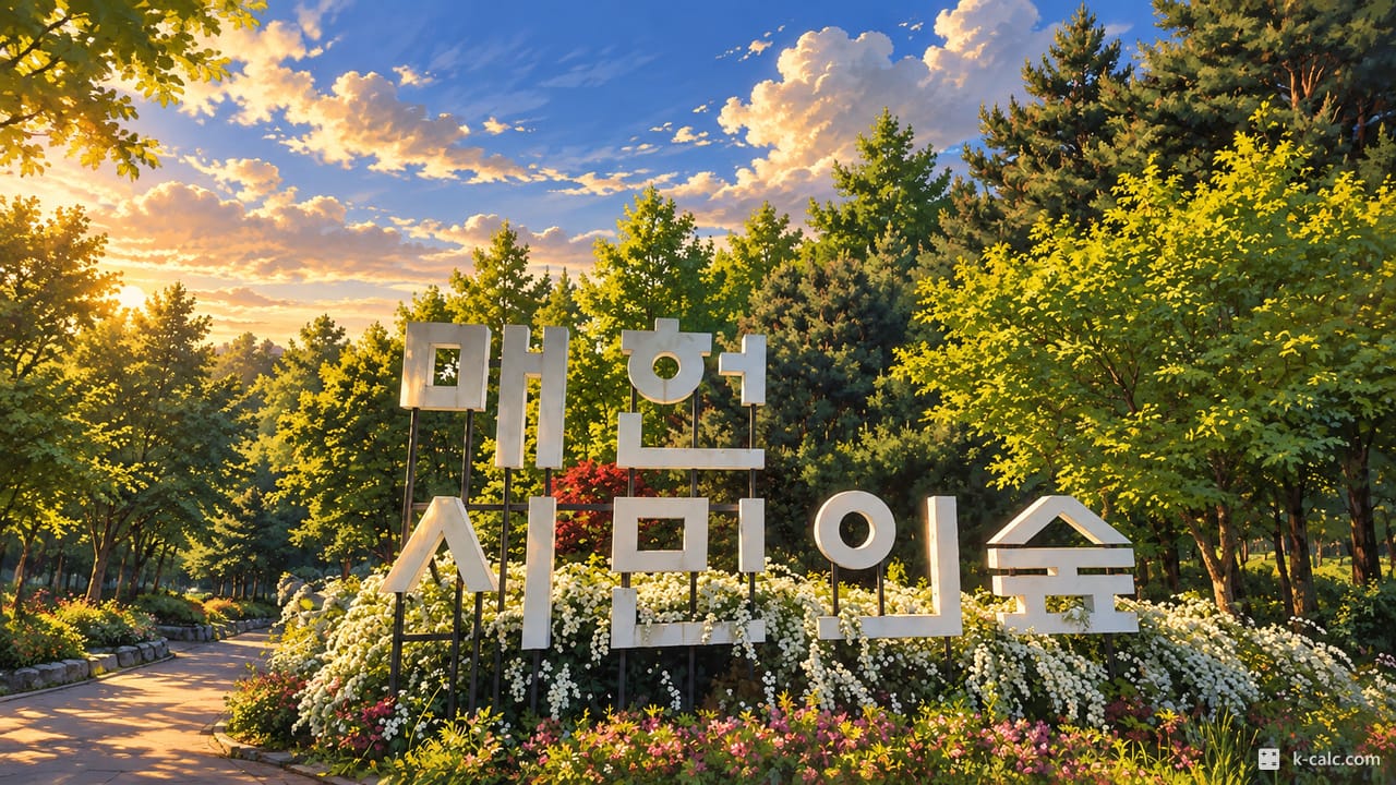 서울특별시 강남구 수서동, 매헌시민의숲 입구 풍경 일러스트