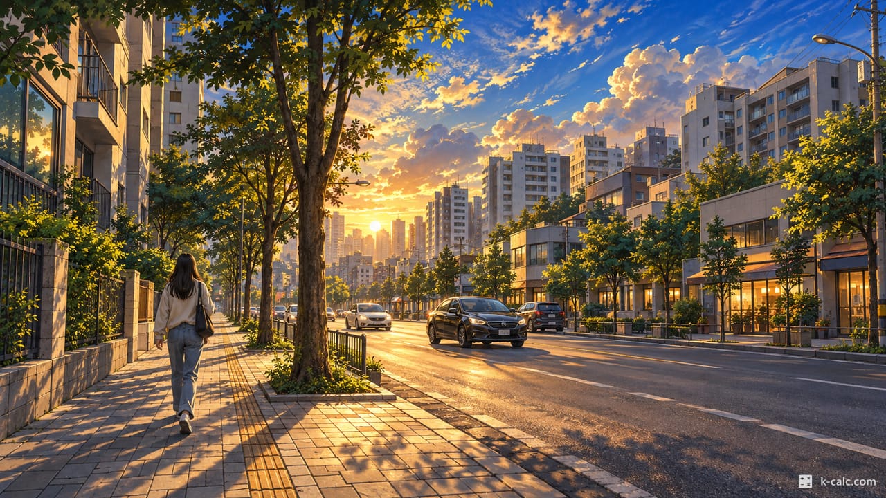 서울특별시 강서구 등촌동, 등촌동 아파트 단지 거리 풍경 일러스트