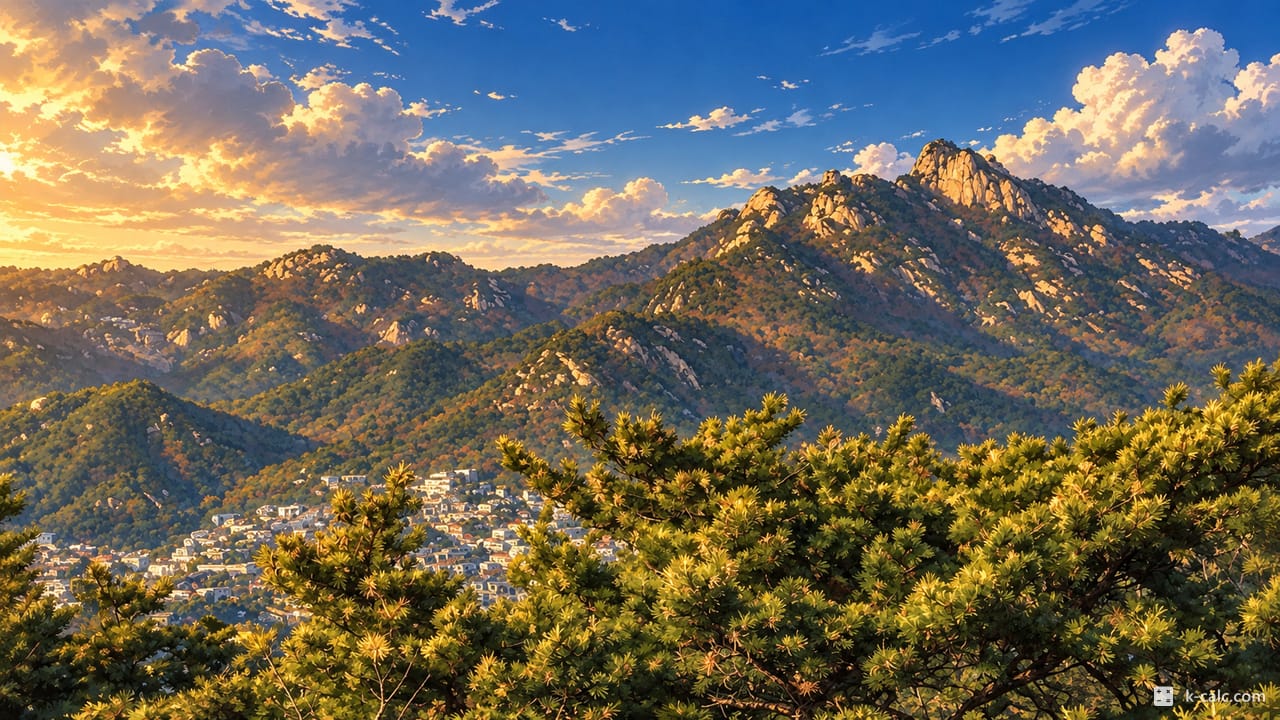 서울특별시 종로구 청운동, 북악산 능선 풍경 일러스트