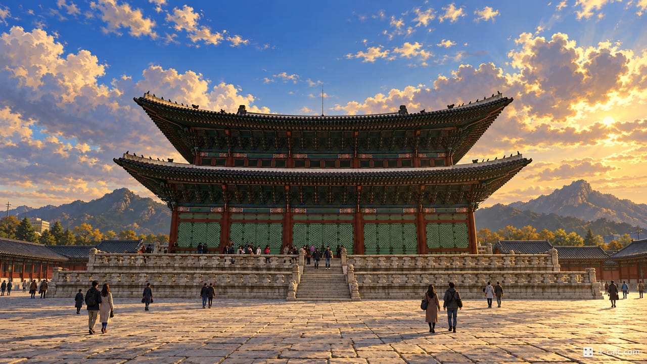 서울특별시 종로구 효자동, 경복궁 근정전 풍경 일러스트