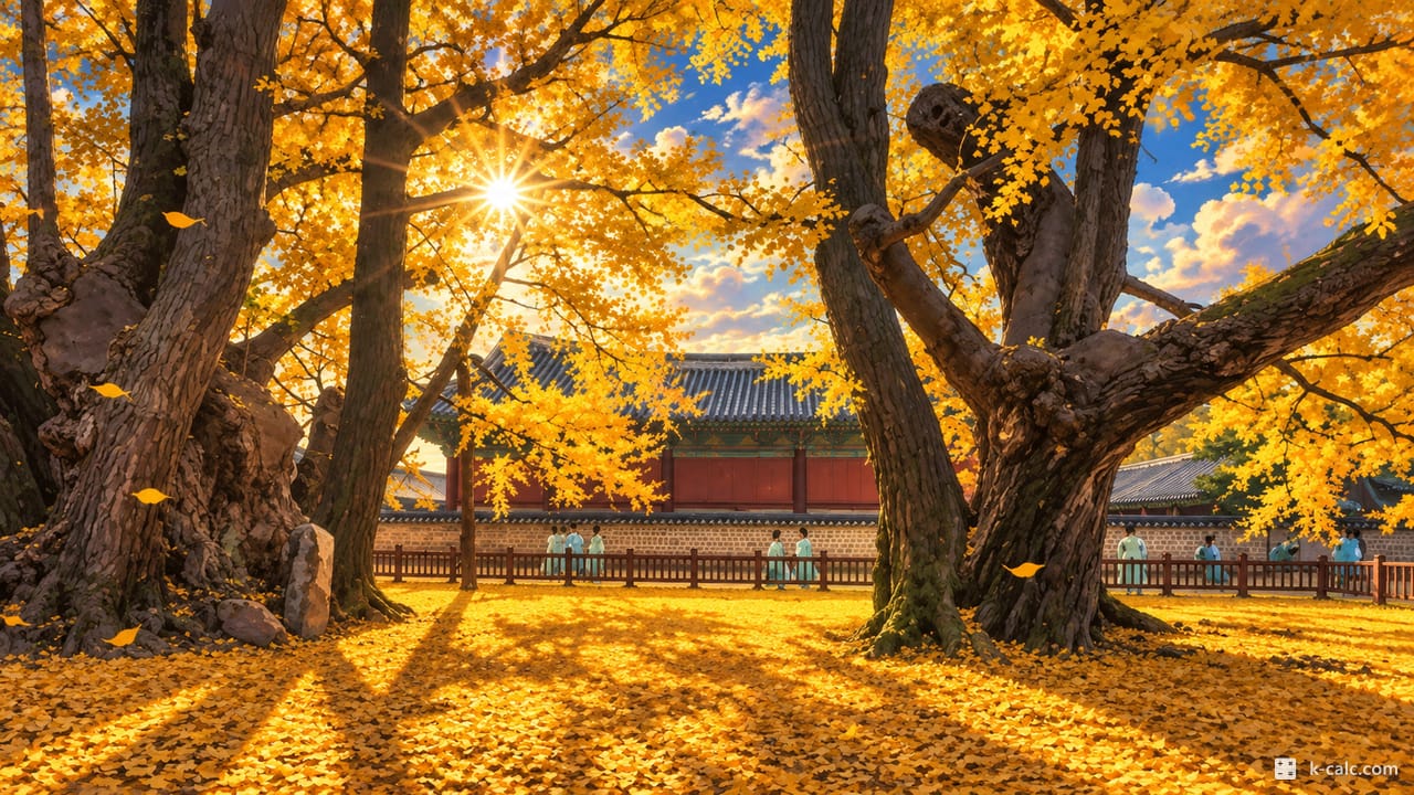 서울특별시 종로구 명륜3가, 성균관 명륜당과 은행나무 풍경 일러스트