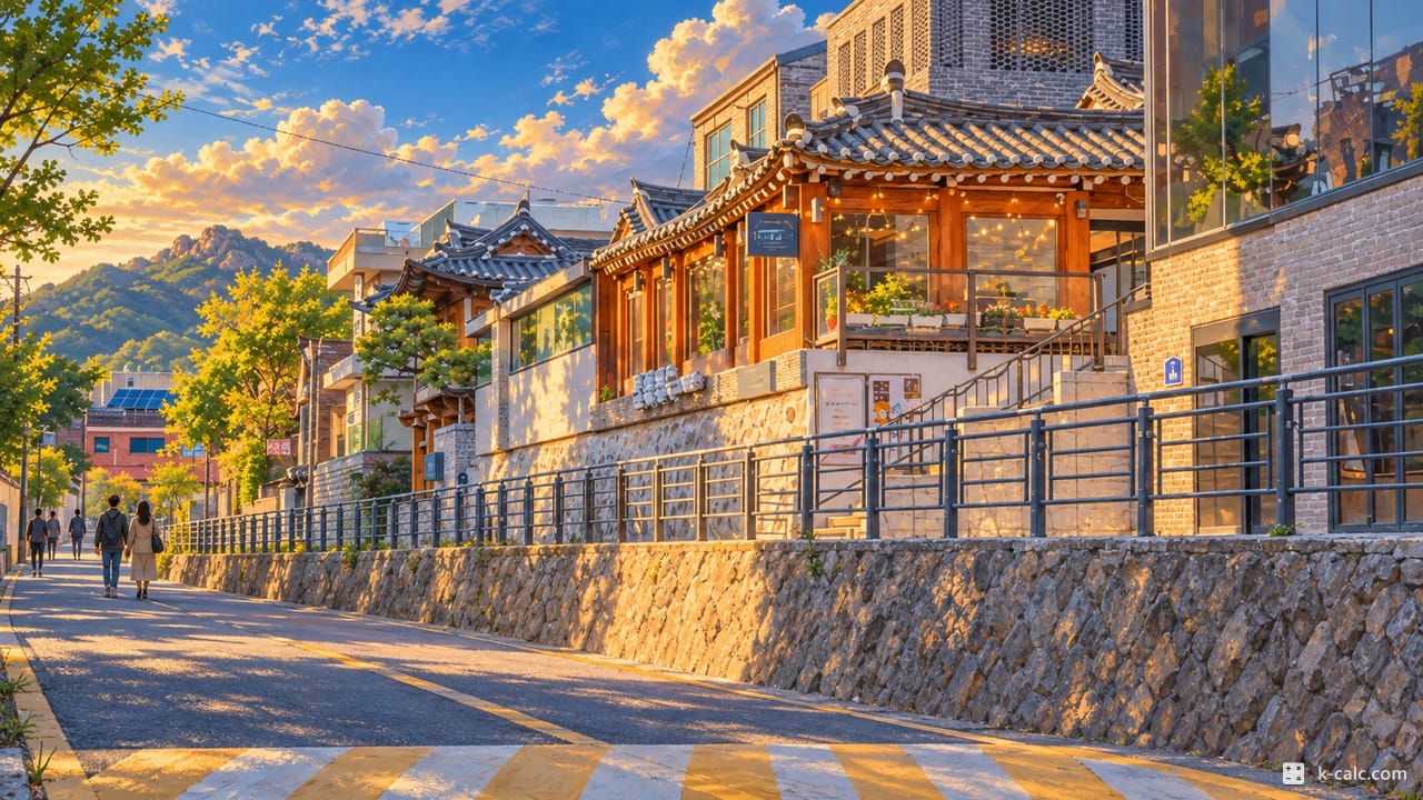 서울특별시 종로구 삼청동, 삼청동 한옥거리 풍경 일러스트