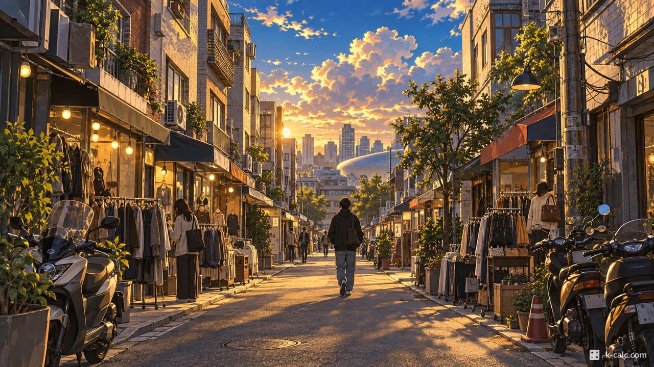 서울특별시 중구 광희동1가, 동대문 인근 주택·상가 골목 풍경 일러스트