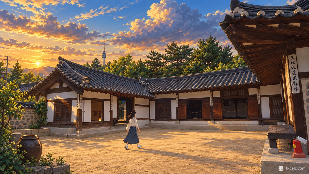 서울특별시 중구 필동2가, 남산골한옥마을 풍경 일러스트