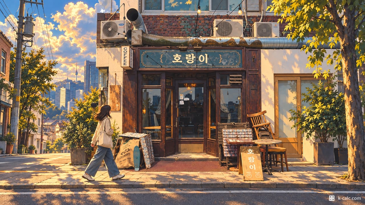 서울특별시 중구 산림동, 산림동 골동품 가게 거리 풍경 일러스트