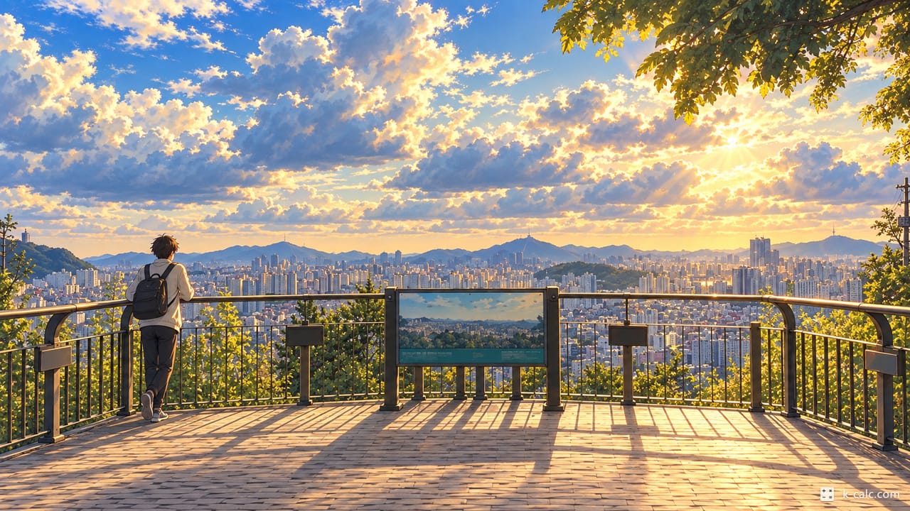 서울특별시 중랑구 묵동, 봉화산 전망대 풍경 일러스트