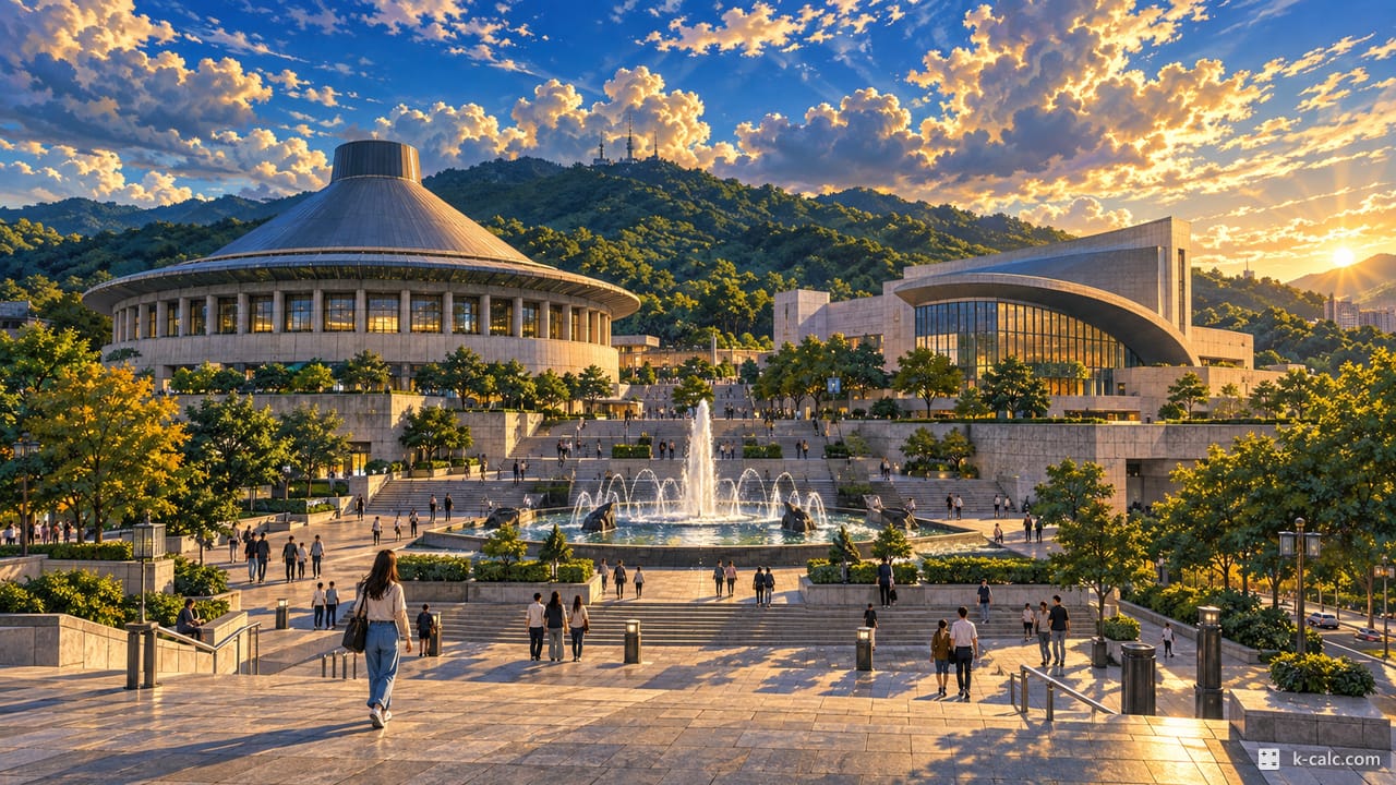 서울특별시 서초구 서초동, 예술의전당 오페라하우스와 음악당 풍경 일러스트