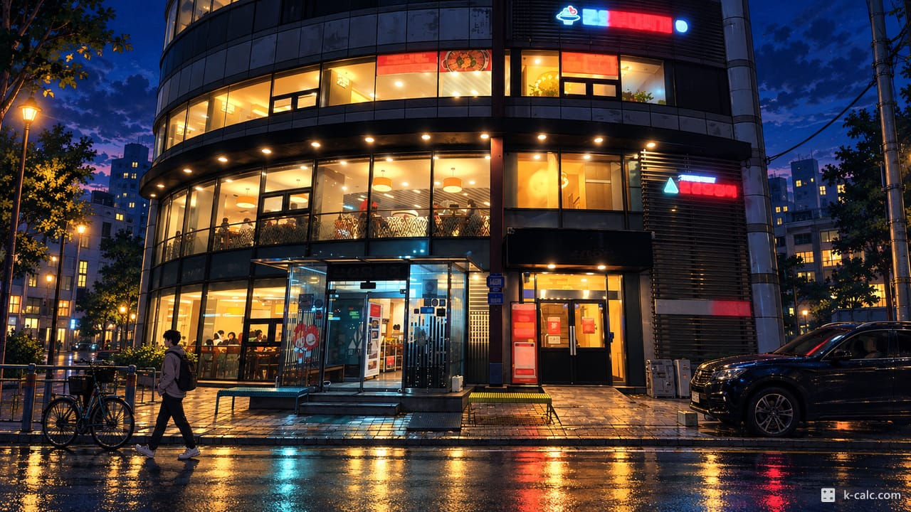 서울특별시 송파구 삼전동, 삼전동 상가 거리 야경 일러스트