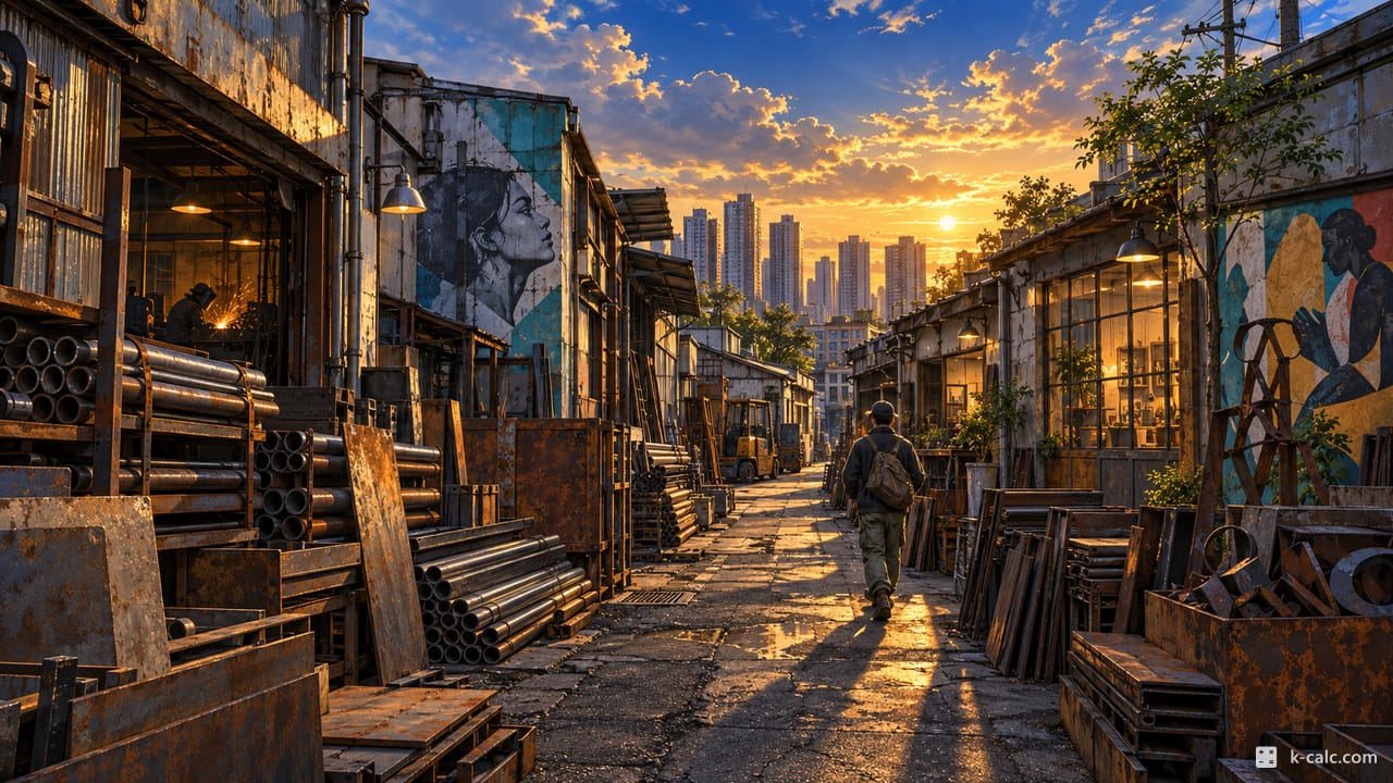 서울특별시 영등포구 문래동3가, 문래창작촌 철공소 골목 풍경 일러스트