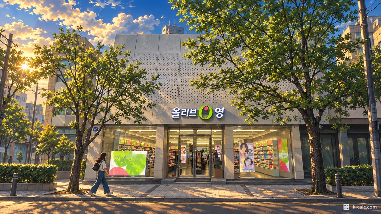 서울특별시 영등포구 양평동4가, 선유도역 앞 가로수 상가 거리 풍경 일러스트