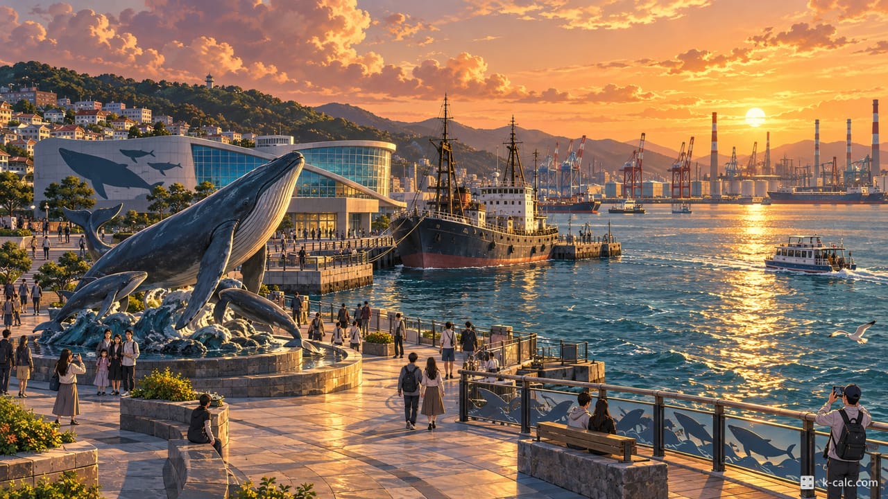 울산광역시 남구 장생포동, 장생포 고래문화마을 풍경 일러스트